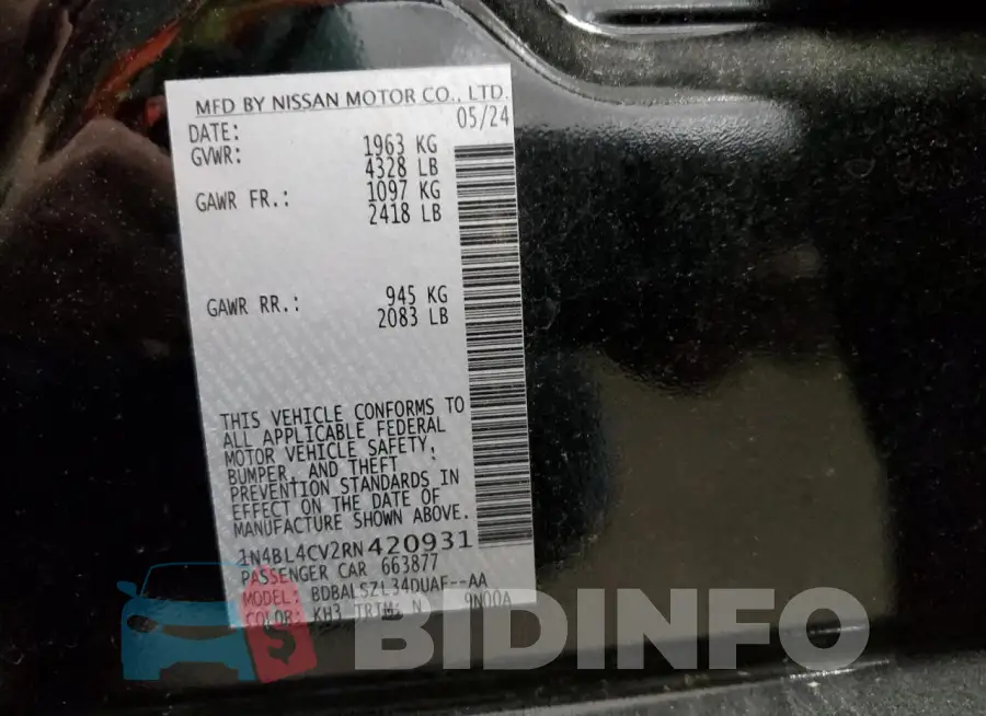1N4BL4CV2RN420931 Photo# 13