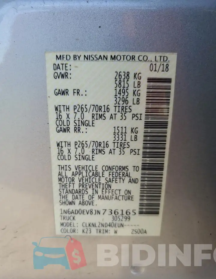 1N6AD0EV8JN736165 Photo# 12