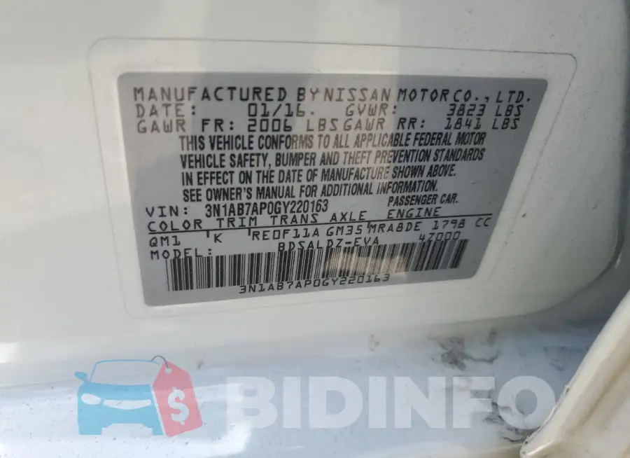3N1AB7AP0GY220163 Photo# 12