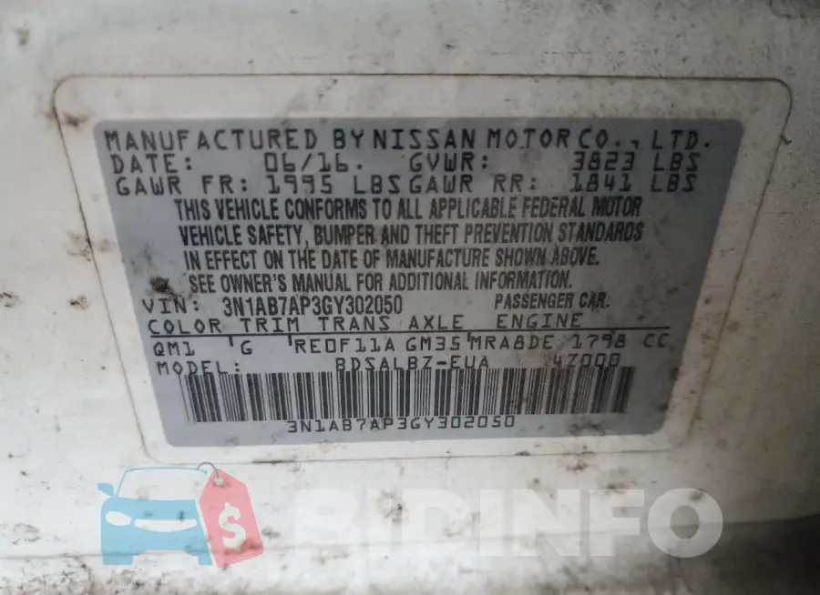 3N1AB7AP3GY302050 Photo# 13