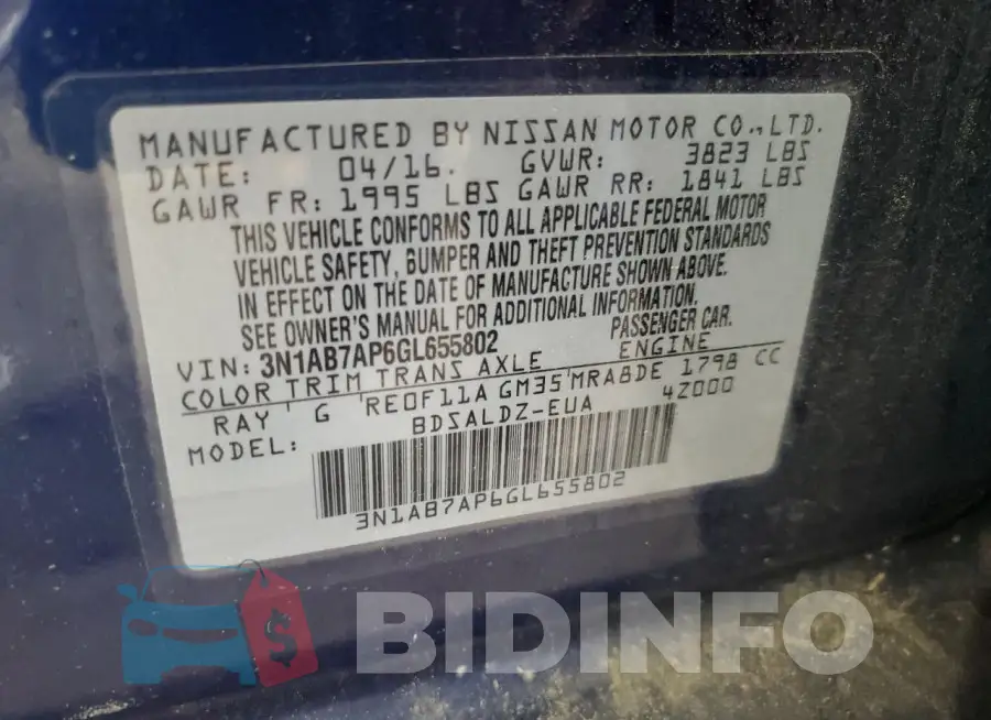 3N1AB7AP6GL655802 Photo# 12