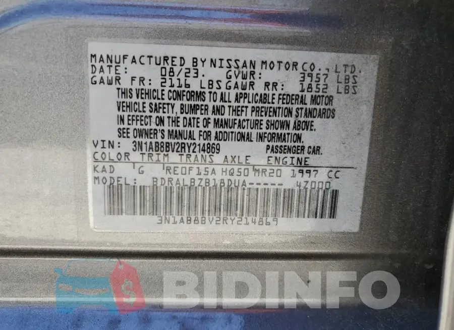 3N1AB8BV2RY214869 Photo# 13