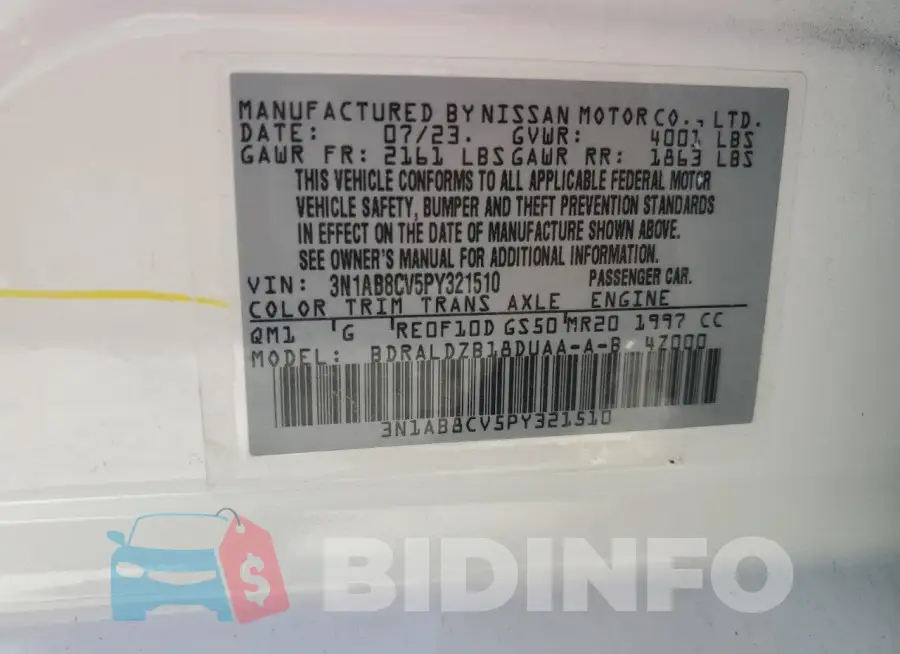 3N1AB8CV5PY321510 Photo# 13