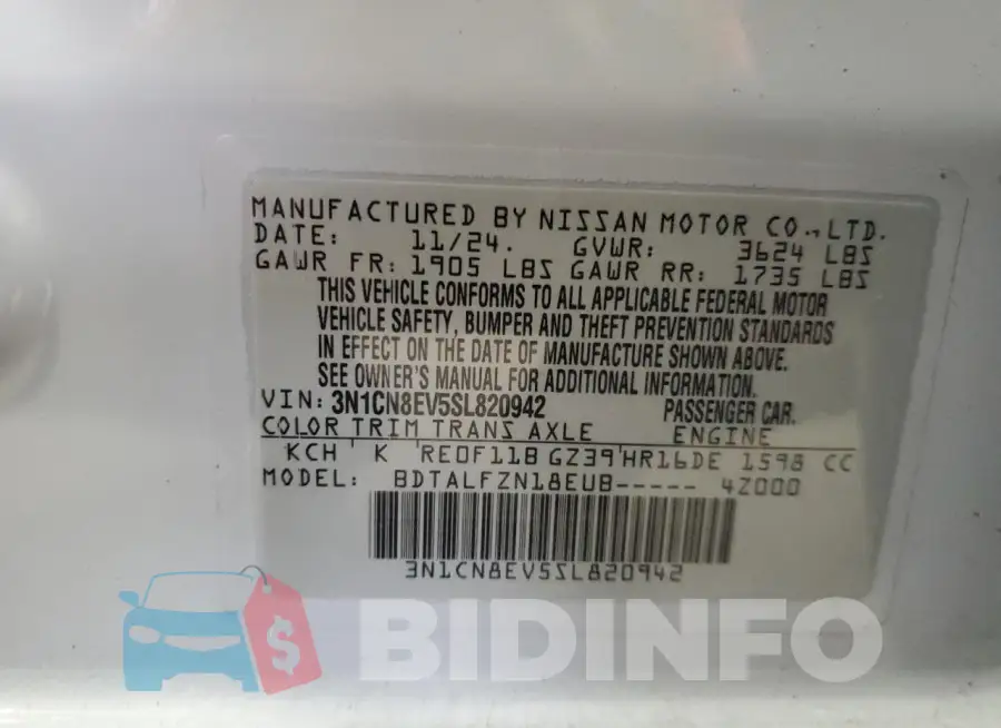 3N1CN8EV5SL820942 Photo# 12