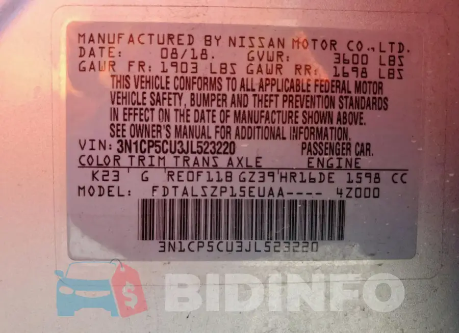 3N1CP5CU3JL523220 Photo# 14