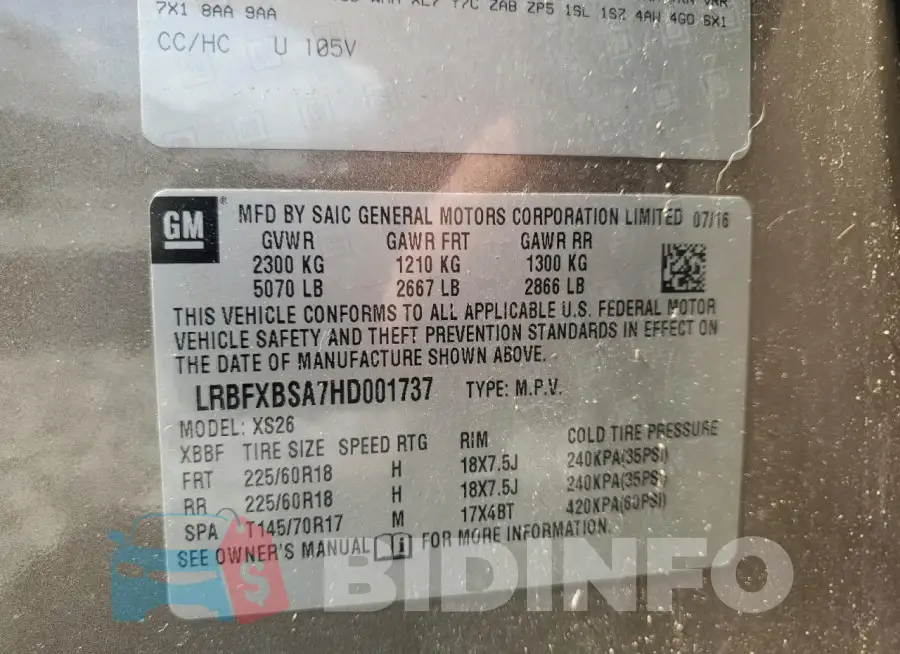 LRBFXBSA7HD001737 Photo# 14