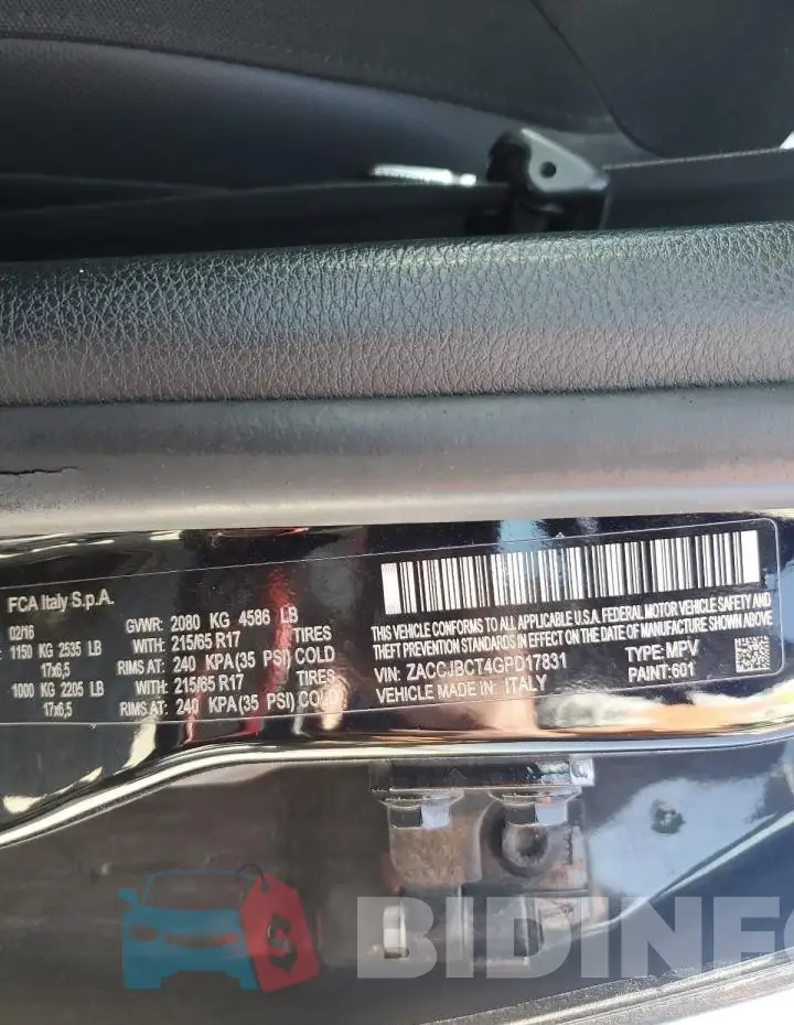 ZACCJBCT4GPD17831 Photo# 13