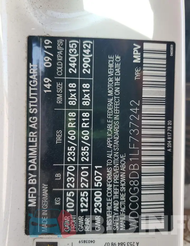 WDC0G8DB1LF737242 Photo# 13
