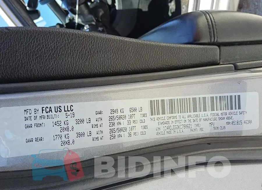 1C4RDJDG3KC780621 Photo# 13