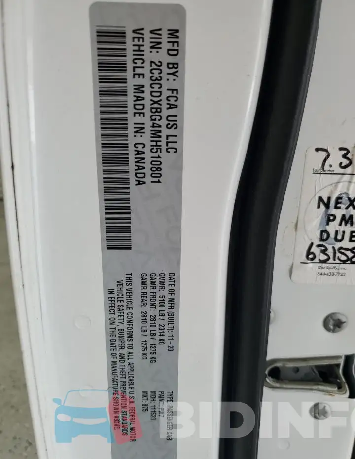 2C3CDXBG4MH510801 Photo# 12