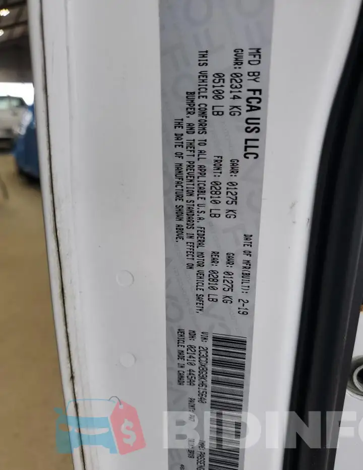 2C3CDXBG9KH615640 Photo# 13