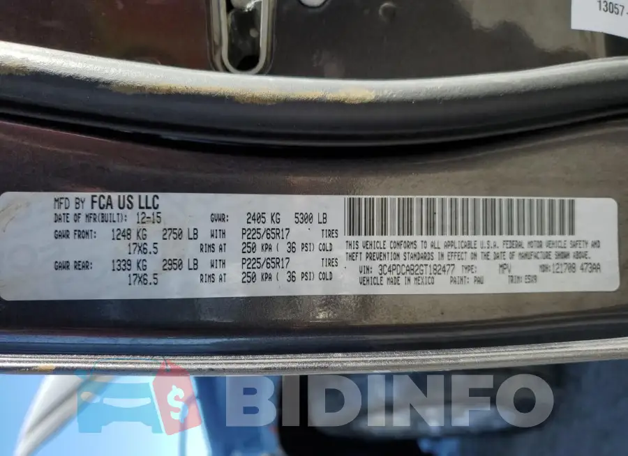 3C4PDCAB2GT182477 Photo# 13