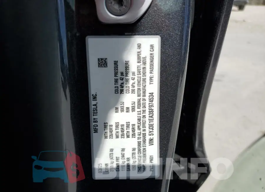 5YJ3E1EA3SF974534 Photo# 12