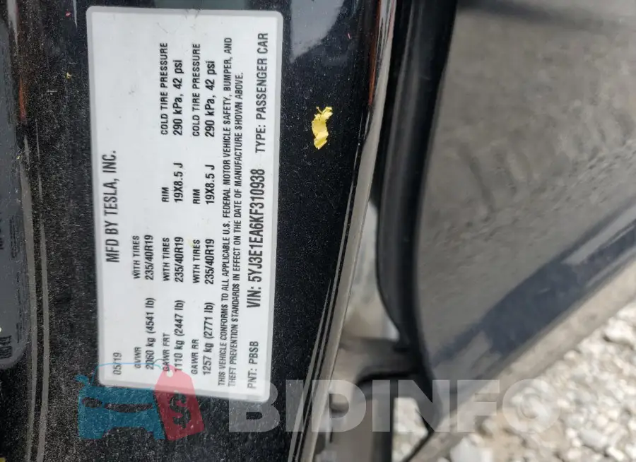 5YJ3E1EA6KF310938 Photo# 12