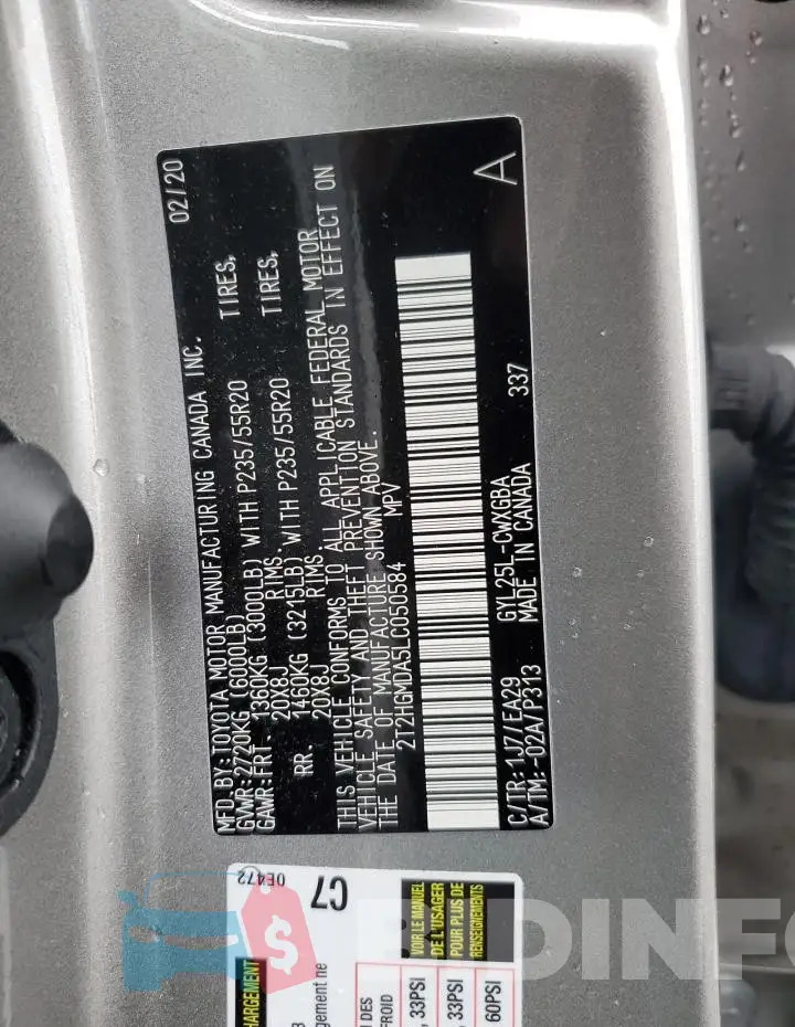 2T2HGMDA5LC050584 Photo# 12