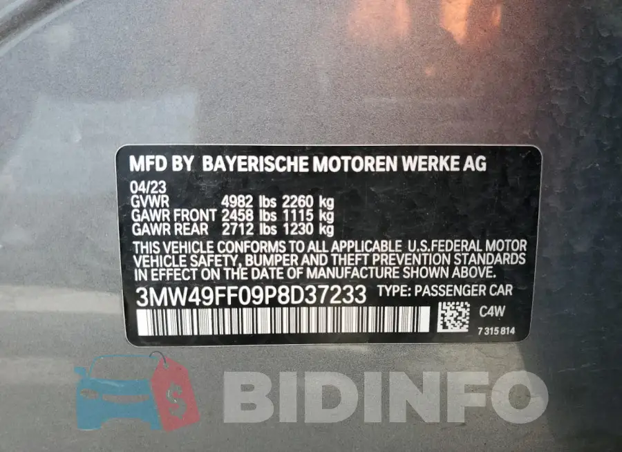 3MW49FF09P8D37233 Photo# 12