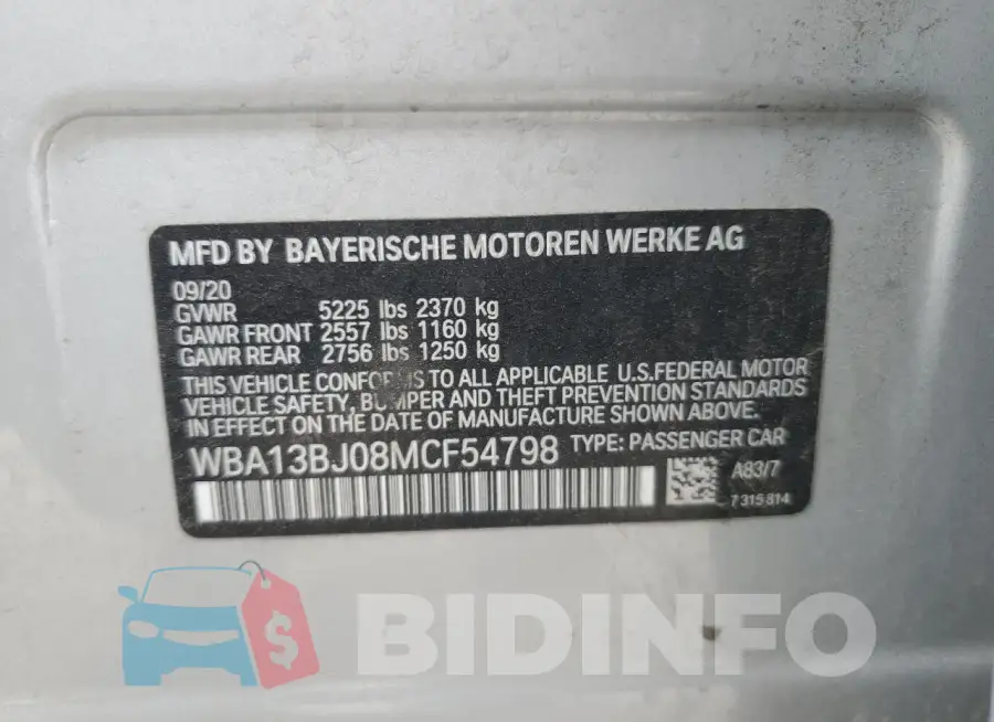 WBA13BJ08MCF54798 Photo# 13