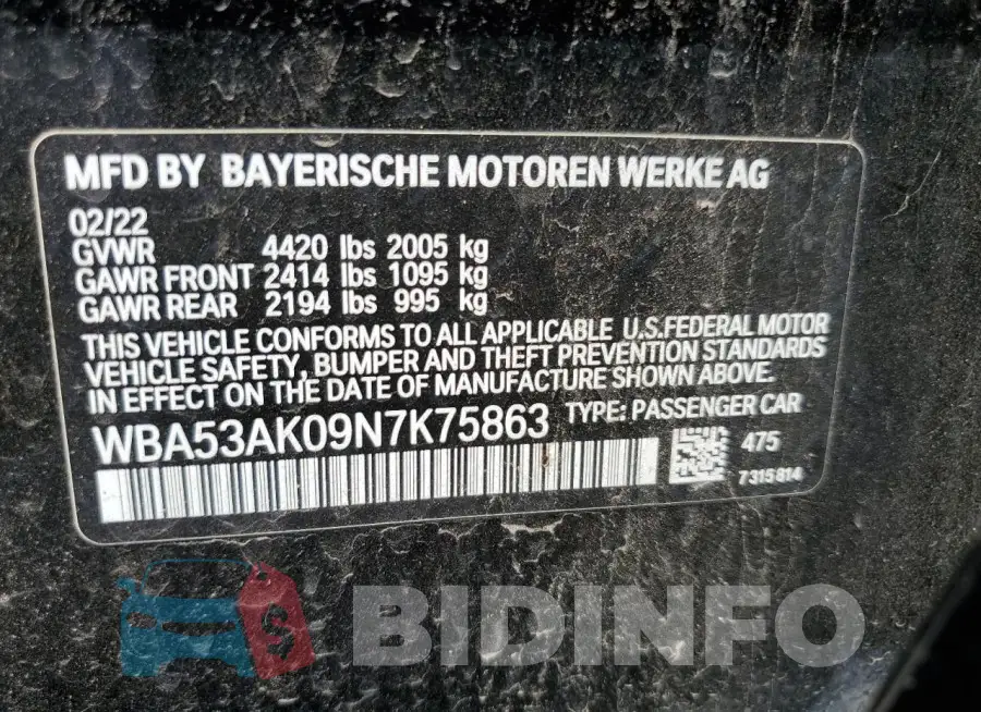 WBA53AK09N7K75863 Photo# 12