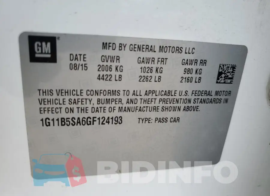 1G11B5SA6GF124193 Photo# 12