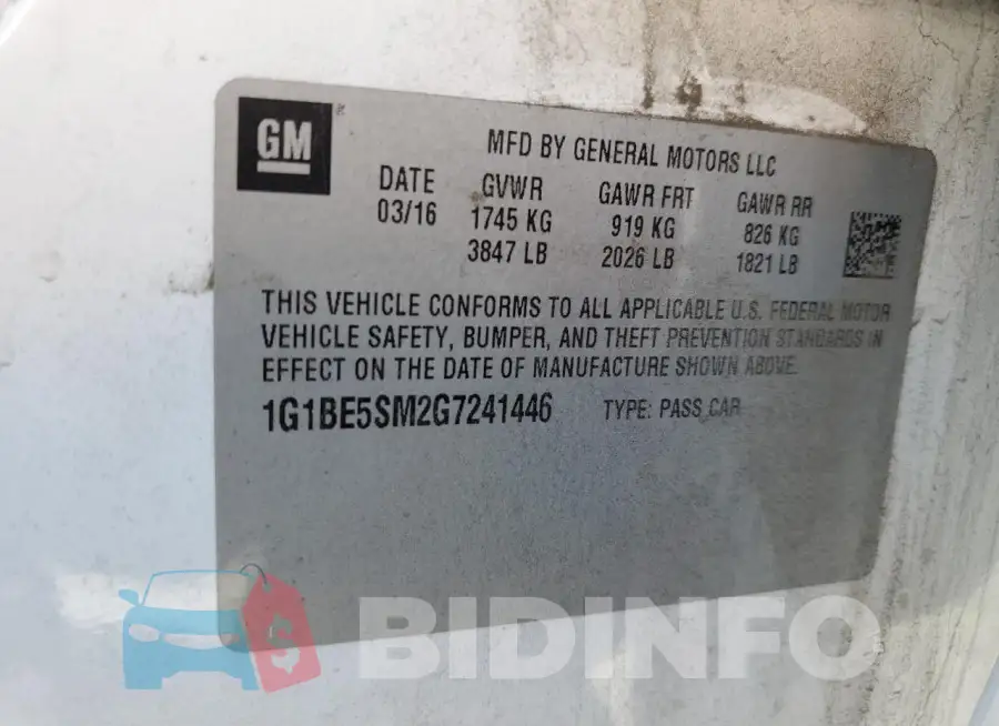 1G1BE5SM2G7241446 Photo# 13