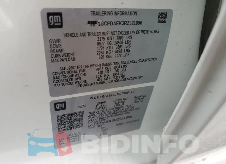 1GCPDAEK3RZ321896 Photo# 12