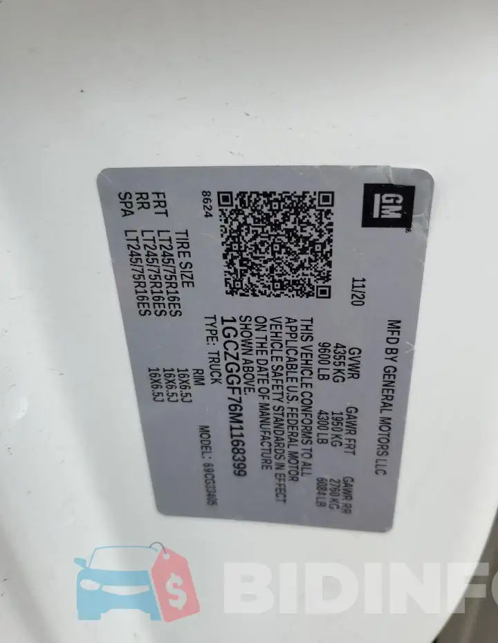 1GCZGGF76M1168399 Photo# 13