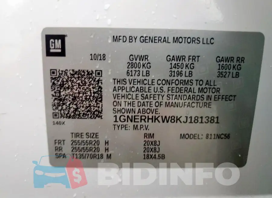 1GNERHKW8KJ181381 Photo# 14