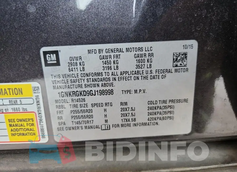 1GNKRGKD9GJ198998 Photo# 13