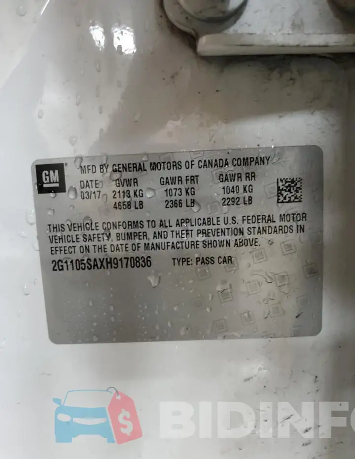 2G1105SAXH9170836 Photo# 13