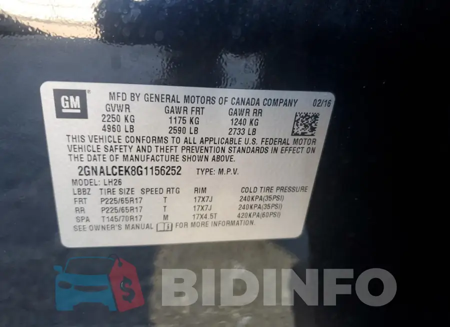 2GNALCEK8G1156252 Photo# 14