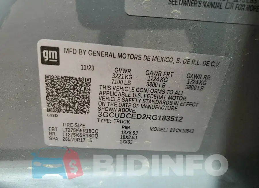 3GCUDCED2RG183512 Photo# 12