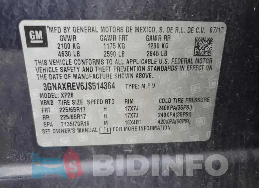 3GNAXREV6JS514364 Photo# 13