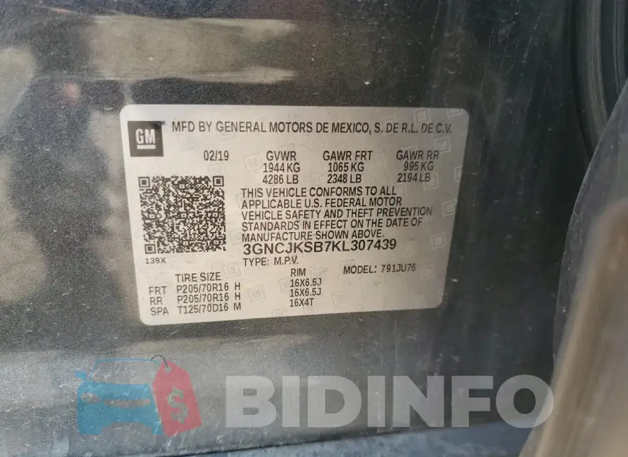 3GNCJKSB7KL307439 Photo# 13