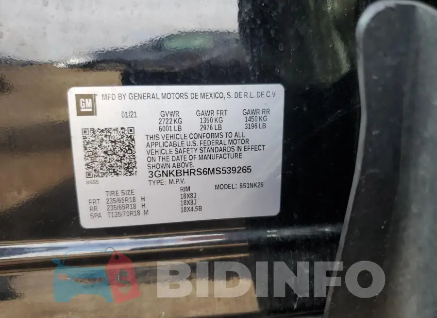 3GNKBHRS6MS539265 Photo# 12