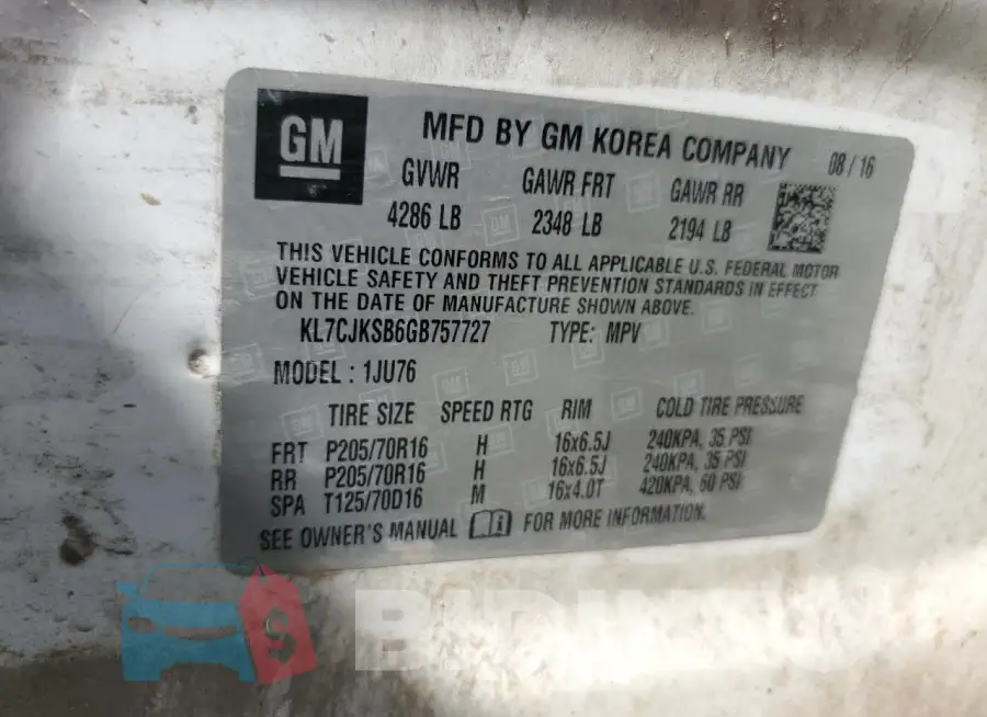 KL7CJKSB6GB757727 Photo# 13