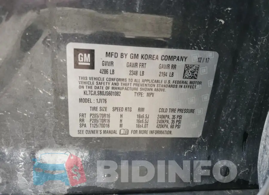 KL7CJLSB0JB601082 Photo# 13