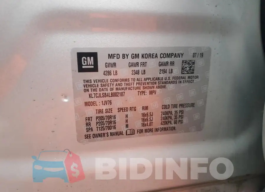 KL7CJLSB4LB002107 Photo# 13