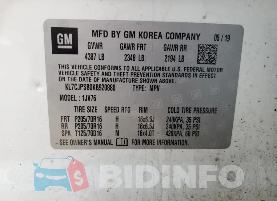 KL7CJPSB0KB920880 Photo# 13