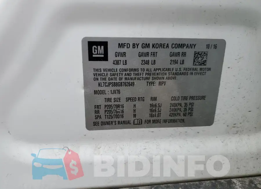 KL7CJPSB8GB762649 Photo# 13