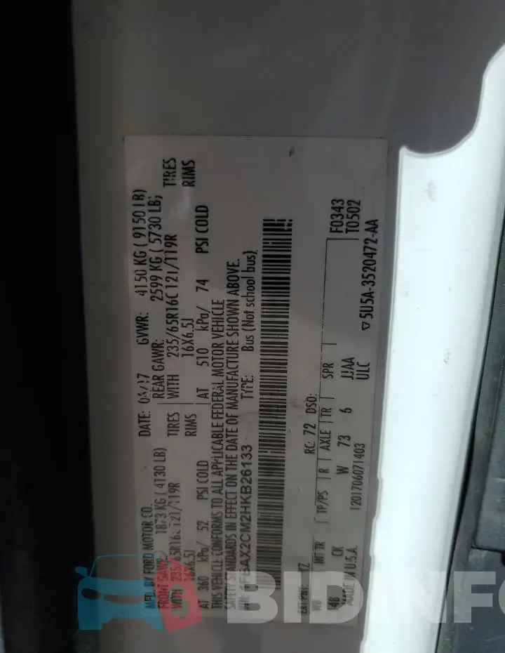 1FBAX2CM2HKB26133 Photo# 14
