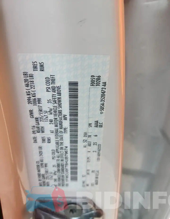1FMCU0F75HUB79674 Photo# 13