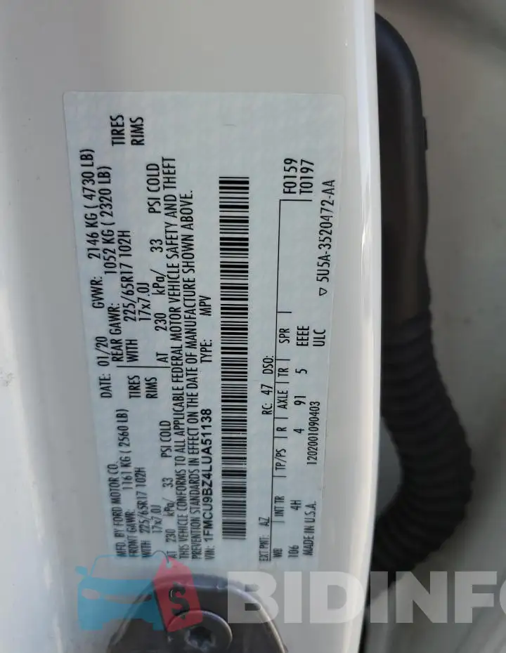 1FMCU9BZ4LUA51138 Photo# 13