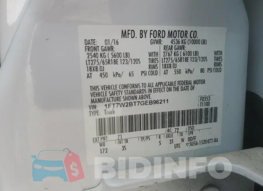 1FT7W2BT7GEB96211 Photo# 12