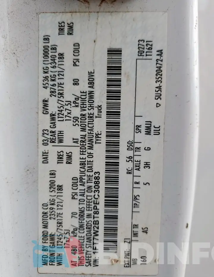 1FT7W2BT8PEC30883 Photo# 13