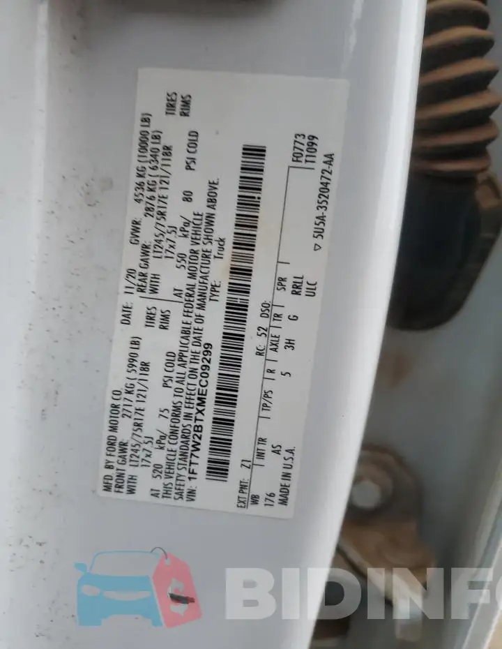 1FT7W2BTXMEC09299 Photo# 13
