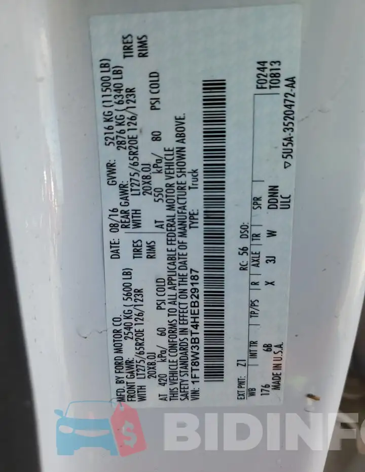 1FT8W3BT4HEB29187 Photo# 12
