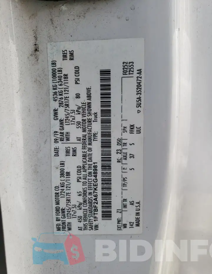 1FTBF2A67KEG48981 Photo# 13