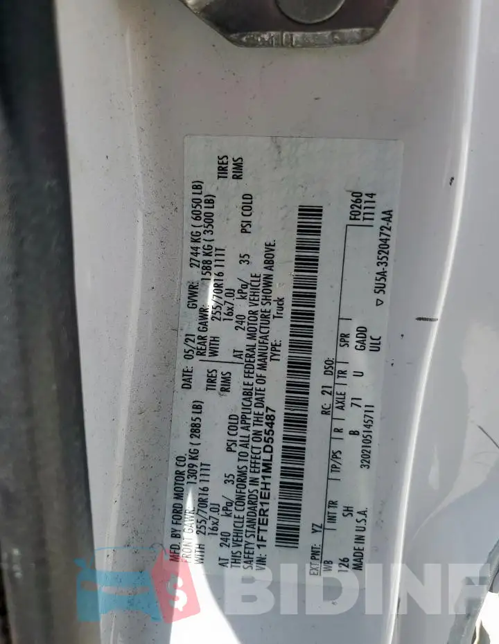 1FTER1EH1MLD55487 Photo# 12
