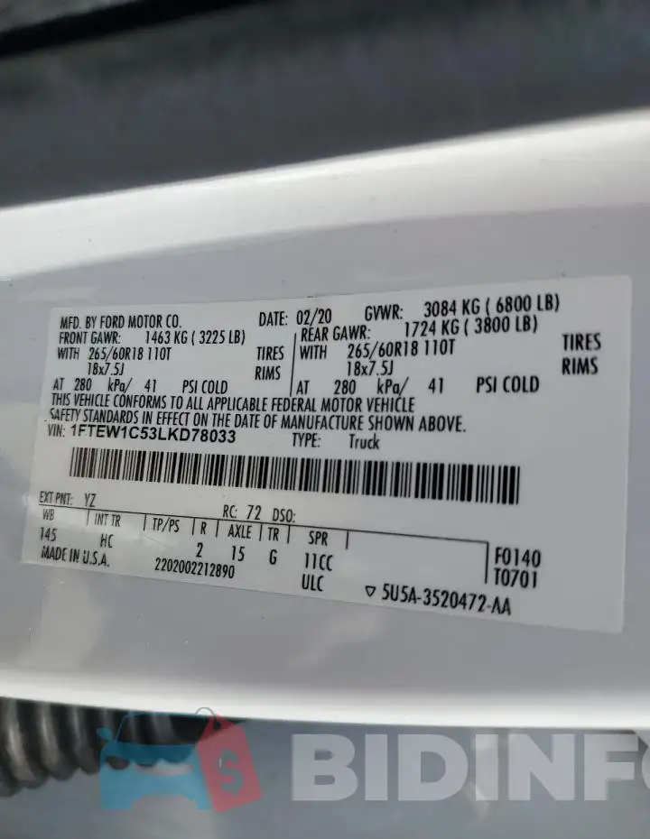 1FTEW1C53LKD78033 Photo# 12
