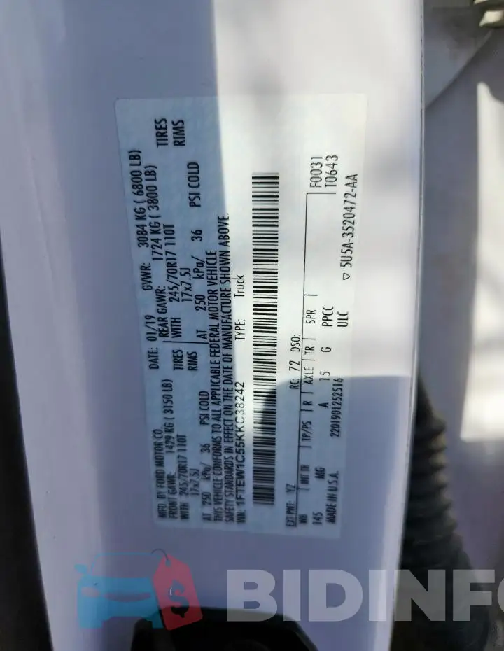1FTEW1C55KKC38242 Photo# 12